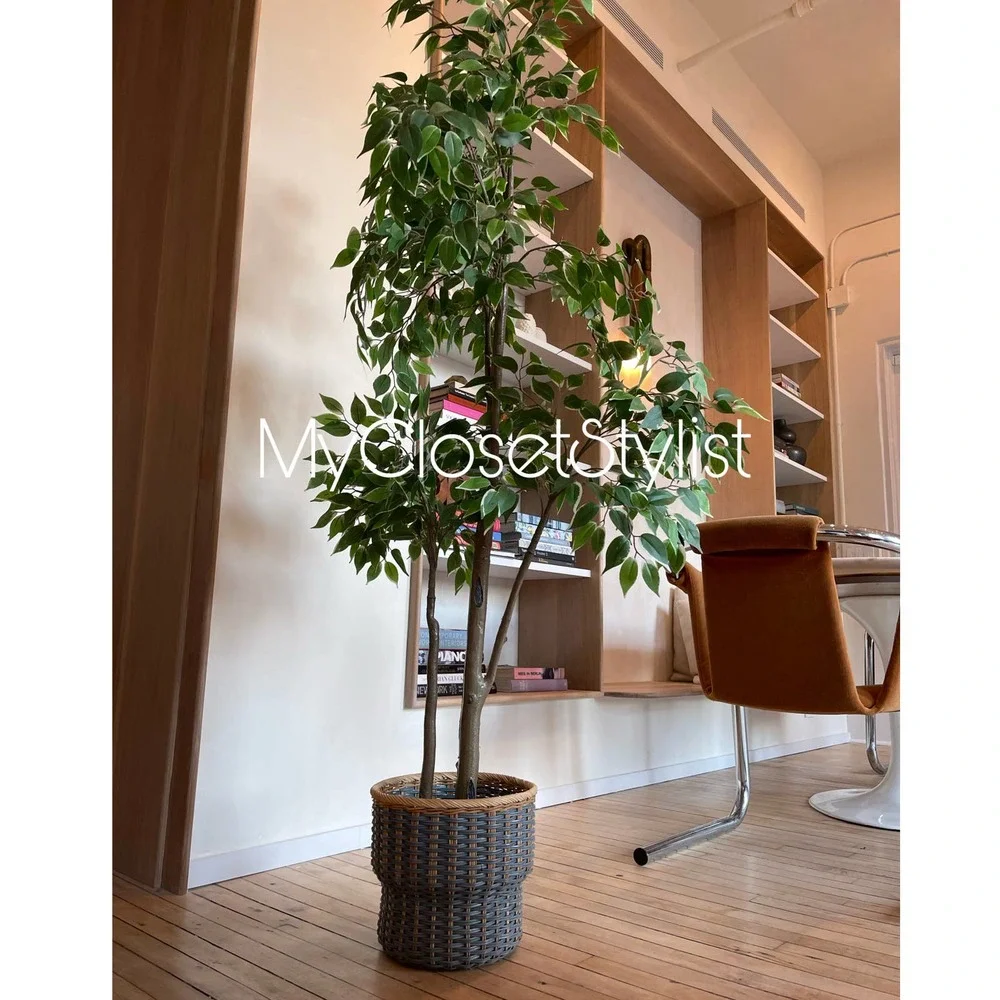 Anthropologie Woven Wicker Basket New Large Plant Pot Decor Decorative Wood tree